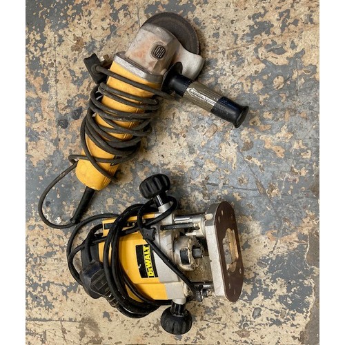 19 - A DeWalt power router DW615, together with a DeWalt angle grinder DW818. (2) 
Working at time of cat... 