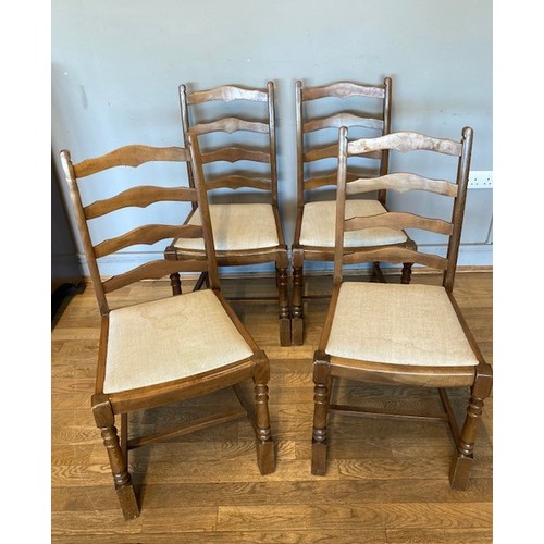 53 - A set of four modern ladder back dining chairs, having 'drop in' upholstered seats, together with a ... 