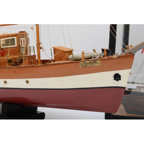 410 - Two scale models of ships, to include a Trotamares, Barcelona, Spanish fishing vessel, 82 x 24 x 16c... 