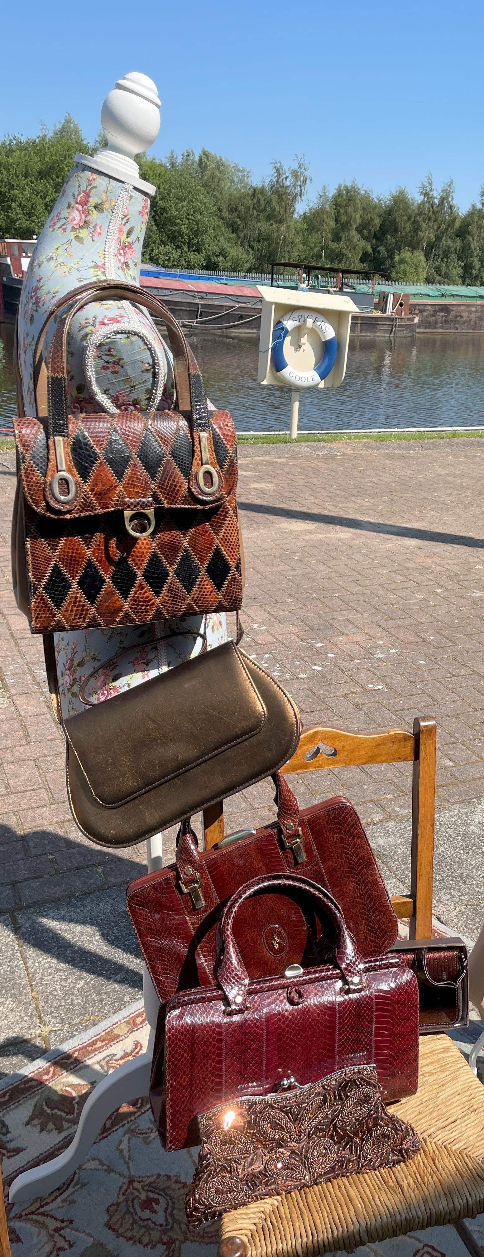 A collection of vintage and retro, handbags to include skin and skin ...