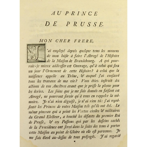 75 - (Friedrich II, King of Prussia). Memoires pour servir a L’Histoire de la Maison
Brandebourg. Berlin ... 