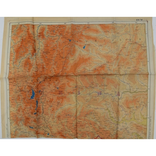 424 - WWII silk escape map, China (Part of) French Indo China (Part of) Sheet L (with on reverse) China (P... 