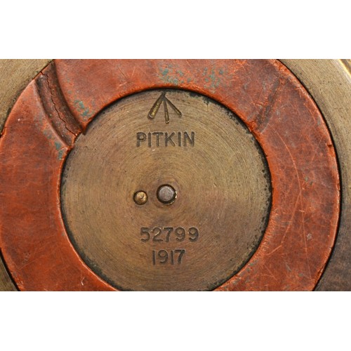 425 - A Pitkin WWI military compass, brass case with a blackened finish, stamped on verso with broad arrow... 