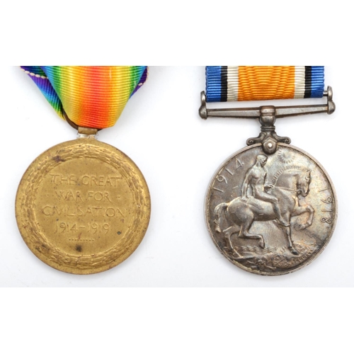 449 - WWI medals, pair, War and Victory, awarded to J.66208 F. Gomm, Ord R.N.