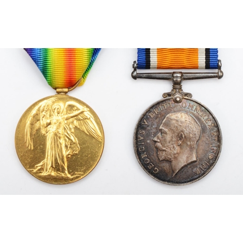 450 - WWI medals, pair, War and Victory, awarded to 46797 Pte. H.S. Johnson, K.R.R.C.