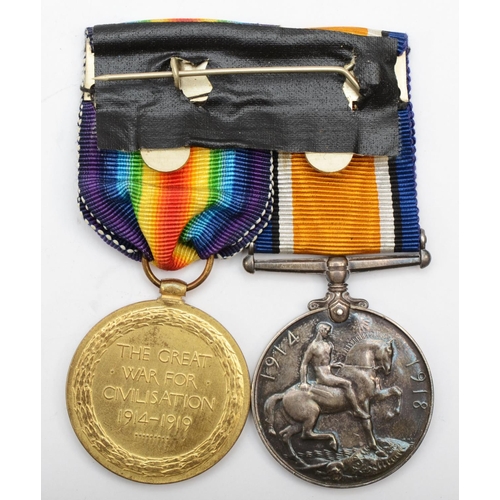 451 - WWI medals, pair, War and Victory, awarded to 37164 Pte. W. Priest, Royal Lancashire Regiment