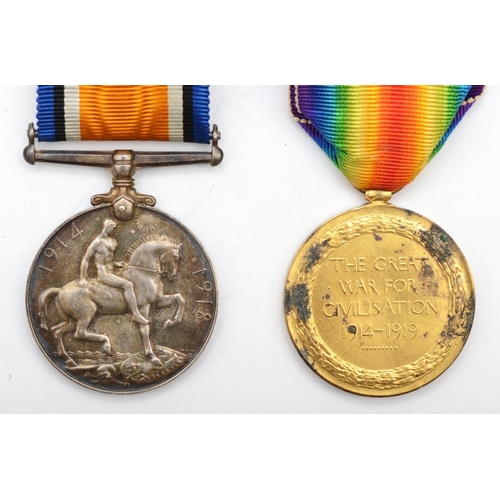 453 - WWI medals, pair, War and Victory, awarded to 18075 Pte. J.W. Brown, Royal Warwickshire Regiment