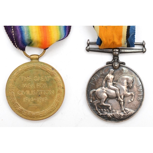 454 - WWI medals, pair, War and Victory, awarded to GS/82277, Pte H.J. Gray, Royal Fusiliers