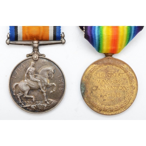 455 - WWI medals, pair, War and Victory, awarded to 72848 Dvr. W. Davis R.A.