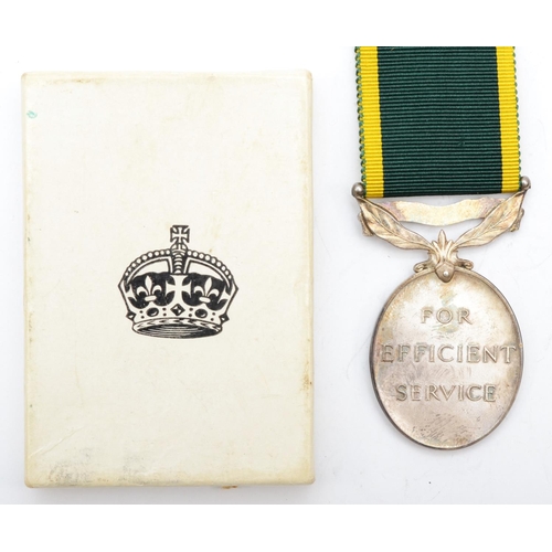 467 - George VI Territorial Medal awarded to 6143717 R.T. Woods, Royal West Kent Regiment, box.