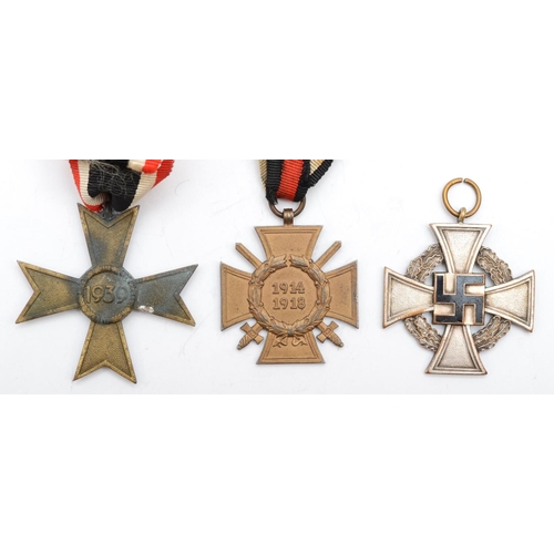 468 - Three German medals, 1914-1918 Cross, 1939 Cross and 25 Year Cross