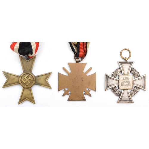 468 - Three German medals, 1914-1918 Cross, 1939 Cross and 25 Year Cross