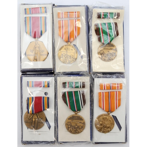 472 - Six USA medals, including WWII, Middle East and Asiatic Pacific, boxed.