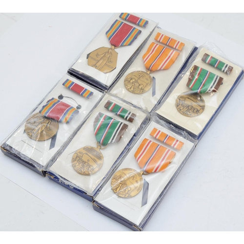 472 - Six USA medals, including WWII, Middle East and Asiatic Pacific, boxed.