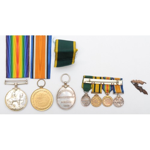 473 - WWI group of three of four, War, Victory, Territorial Efficiency Medal, Territorial War Medal (missi... 