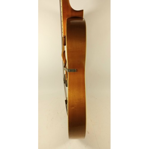 265 - A unbranded acoustic guitar, blonde natural colourway with cream scratch guard, headstock and trim, ... 