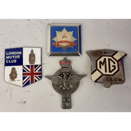 34 - A Civil Service car badge and three other badges