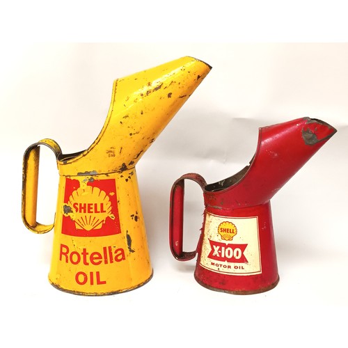 44 - A Shell Rotella quart oil jug and a Shell X100 pint jug (2)