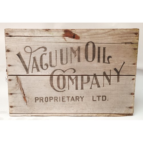 45 - A New Zealand Vacuum Oil Company/Plume Motor Spirit wooden crate, 53 x 26 x 37cm