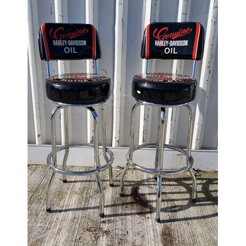 63 - Two Harley Davidson chrome bar seats