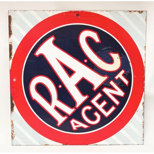 73 - A vitreous enamel RAC Agent double sided sign, 46 x 46cm