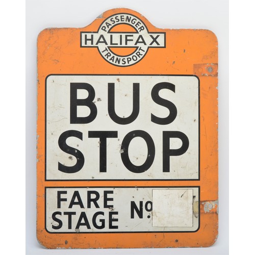 86 - A Halifax Passenger Transport BUS STOP double sided alloy sign, 44.5 x 33.5cm