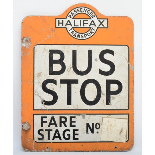 86 - A Halifax Passenger Transport BUS STOP double sided alloy sign, 44.5 x 33.5cm