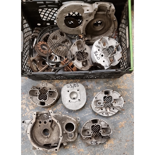 114 - Various engine cases and barrels, mainly BSA