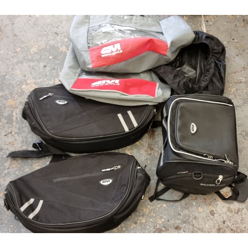 125 - A Givi pair of soft panniers and Silver bag, with protective covers