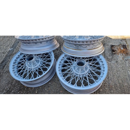 130 - A set of four Austin Healey 3000, and others, wire wheels, shot blasted and powder coated