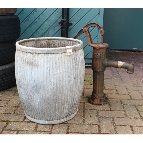 23 - A cast iron hand pull water pump, together with a galvanised dolly tub .