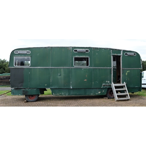 157 - c.1950/60's Sipson Living Van, green alloy covered body with timber frame, 26 x 8 foot (8m x 2.4m), ... 