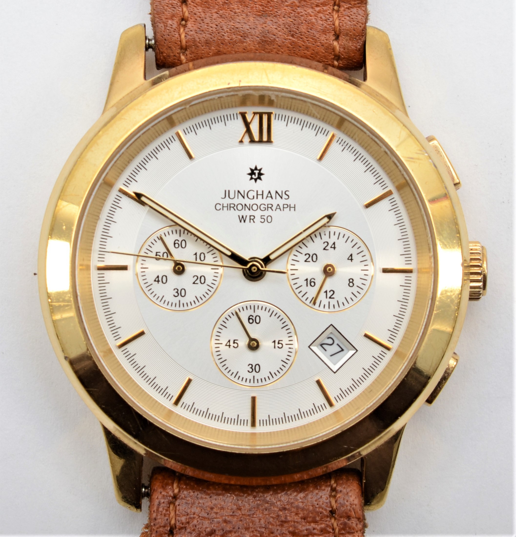 Junghans a gold plated chronograph WR50 quartz gentleman s