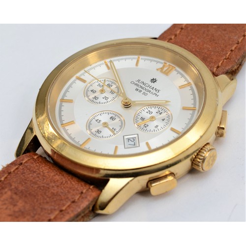 Junghans a gold plated chronograph WR50 quartz gentleman s