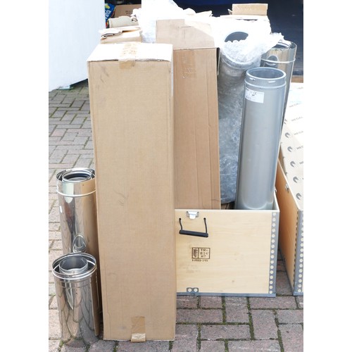 3 - A large collection of various sized galvanised & stainless steel flue pipes.