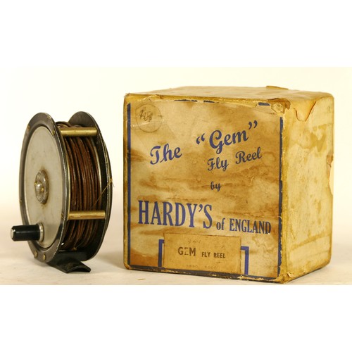 A Hardy's of England fly fishing reel 'The Gem' with original box.
