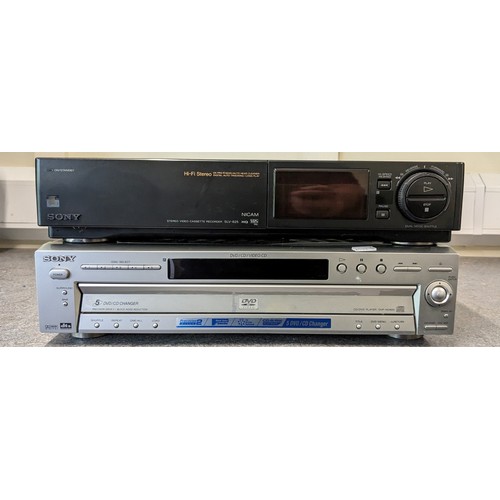 203 - A Sony SLV-625 video recorder, together with a Sony DVP-NC600 5 DVD/CD changer (2)