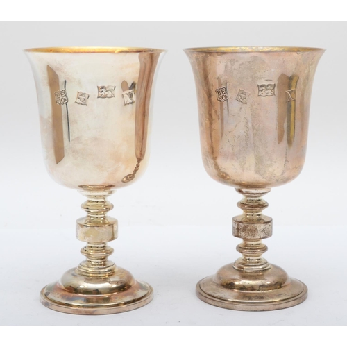 40 - Of Beverley interest; a silver pair of limited edition commemorative goblets, commissioned by Michae... 