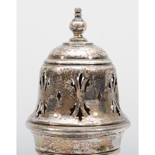 54 - A silver sugar castor,Birmingham 1934, of baluster form with pull off cover, 20cm, 127gm