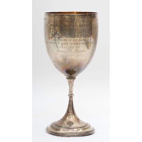 38 - Of Victorian vegetable show interest; a silver presentation trophy cup, Birmingham 1875, embossed an... 