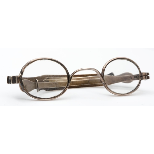 31 - A Victorian silver pair of spectacles, by TM, Birmingham 1839, with sliding arms