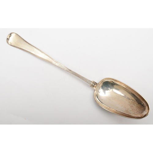 13 - A 19th century Norwegian silver basting spoon, by P. Lie, Oslo, c.1870, stamped P.LIE, 13 1/4, 1873,... 