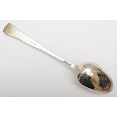 13 - A 19th century Norwegian silver basting spoon, by P. Lie, Oslo, c.1870, stamped P.LIE, 13 1/4, 1873,... 