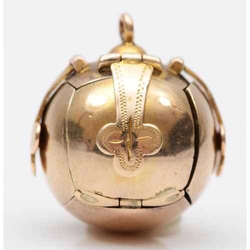 85 - A vintage 9ct gold/silver gilt Masonic ball, diameter 15mm, 16.3gm.