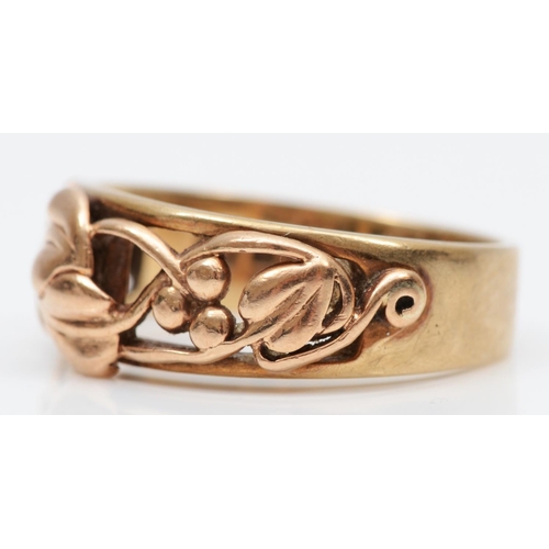 139 - Clogau, a 9ct gold Welsh gold floral ring, P, 4.2gm