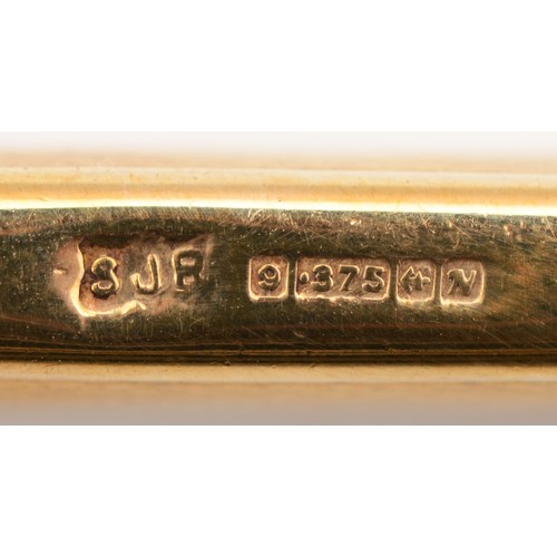 91 - A 9ct gold cigar piercer, Birmingham 1987, with engine turned decoration, 53mm, case 8.6gm