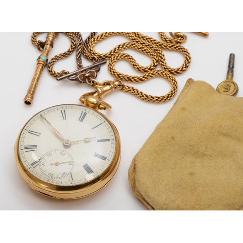 197 - Ann Walker, a William IV 18ct gold fusee pocket watch, Birmingham 1830, white enamel dial with Roman... 