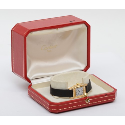 207 - Cartier Panthere, a ladies 18k gold and diamond quartz wristwatch, ref 1280, with white enamel dial,... 