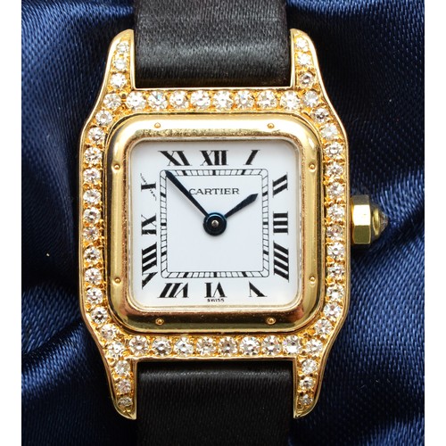 207 - Cartier Panthere, a ladies 18k gold and diamond quartz wristwatch, ref 1280, with white enamel dial,... 