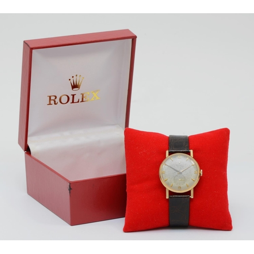 208 - Rolex, a 9ct gold manual wind gentleman's wristwatch, reference 12376,  Birmingham 1962, silvered di... 